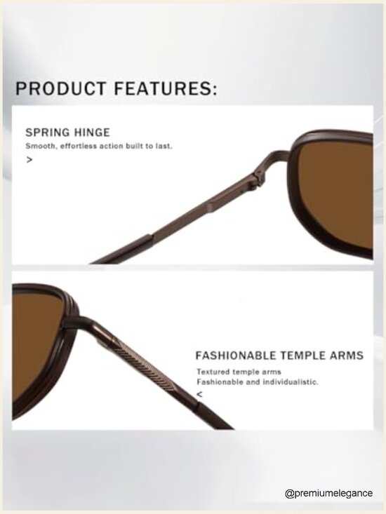 Retro Square Aviator Sunglasses Women Polarized UV400 Spring Hinge main image 6